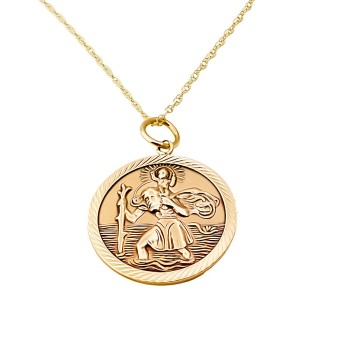 9ct gold 3.4g 18 inch St Christopher Pendant with chain